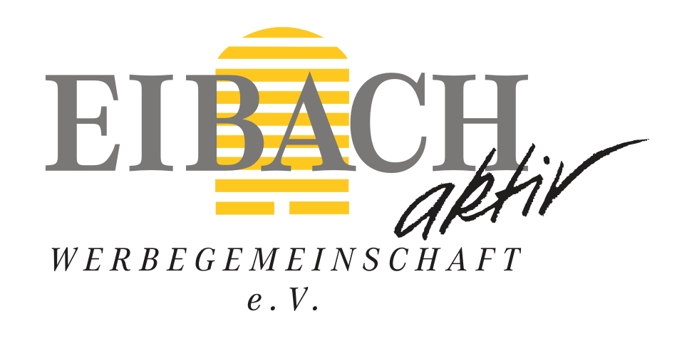 Logo der Werbegemeinschaft Eibach aktiv e V in Grau und Gelb mit Sonnenmotiv